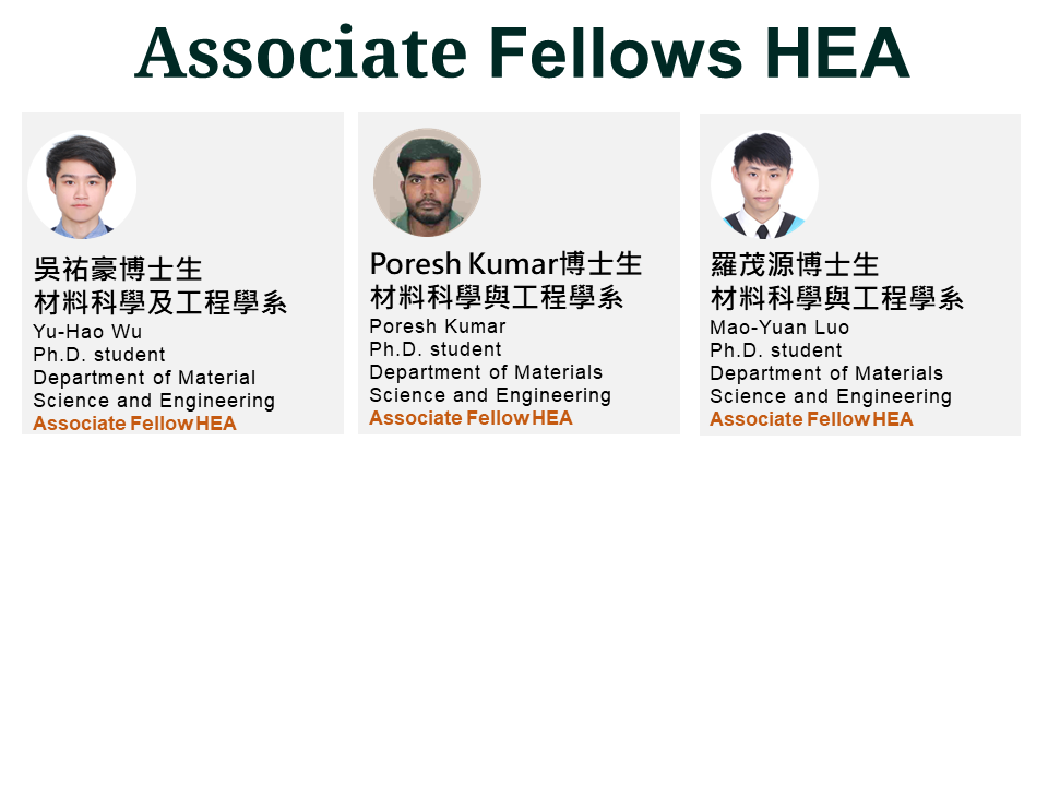 Congratulations to our new HEA Associate Fellow ─Yu-Hao Wu, Poresh Kumar, Mao-Yuan Luo!