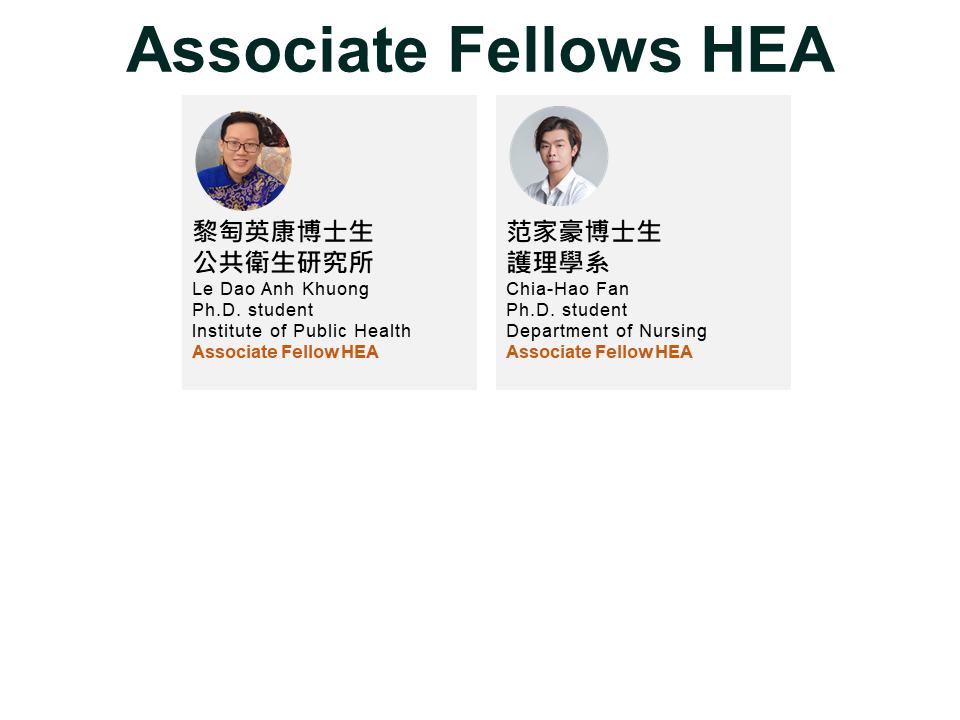 Congratulations to our new HEA Associate Fellow ─Chia-Hao Fan, Le Dao Anh Khuong!