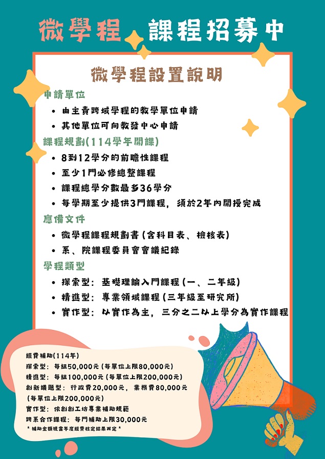 114年微學程招募